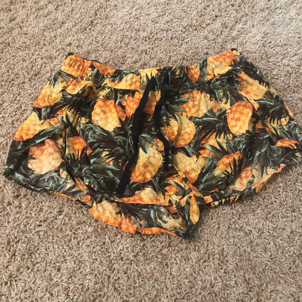 Victoria Secrets Pineapple Pajamas shorts yellow and green